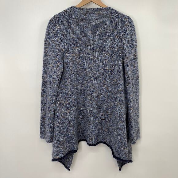 Maryline Cardigan Open Front Wool Mohair Blend Blue Metallic Size Medium - Picture 2 of 7